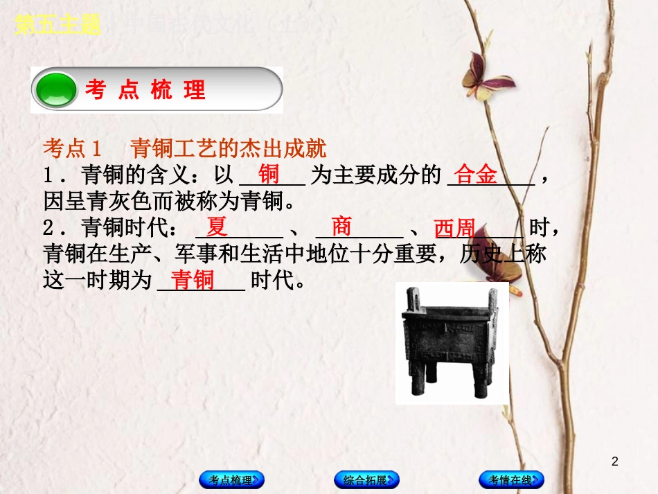（重庆专版）中考历史复习 教材梳理 第一部分 中国古代史 第五主题 中国古代文化（上）课件(1)_第2页