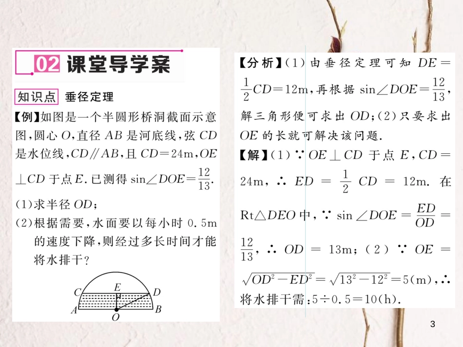 九年级数学下册 第27章 圆 27.1.2 圆的对称性 第2课时 垂径定理作业课件 （新版）华东师大版_第3页