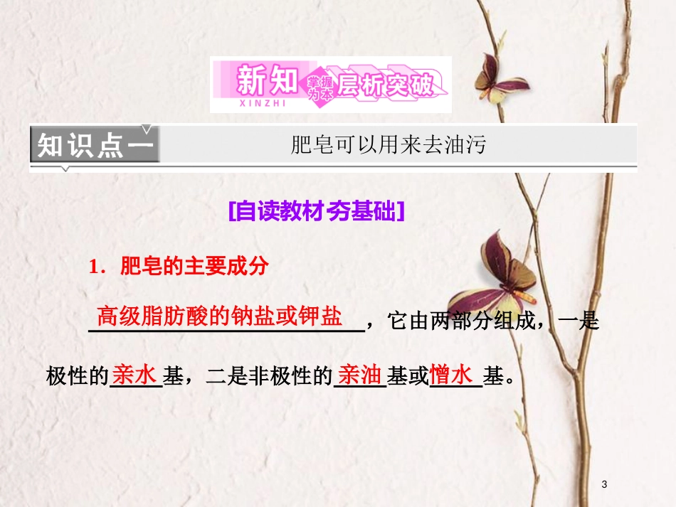 高中化学 第四单元 化学与技术的发展 课题2 表面活性剂 精细化学品课件 新人教版选修2_第3页