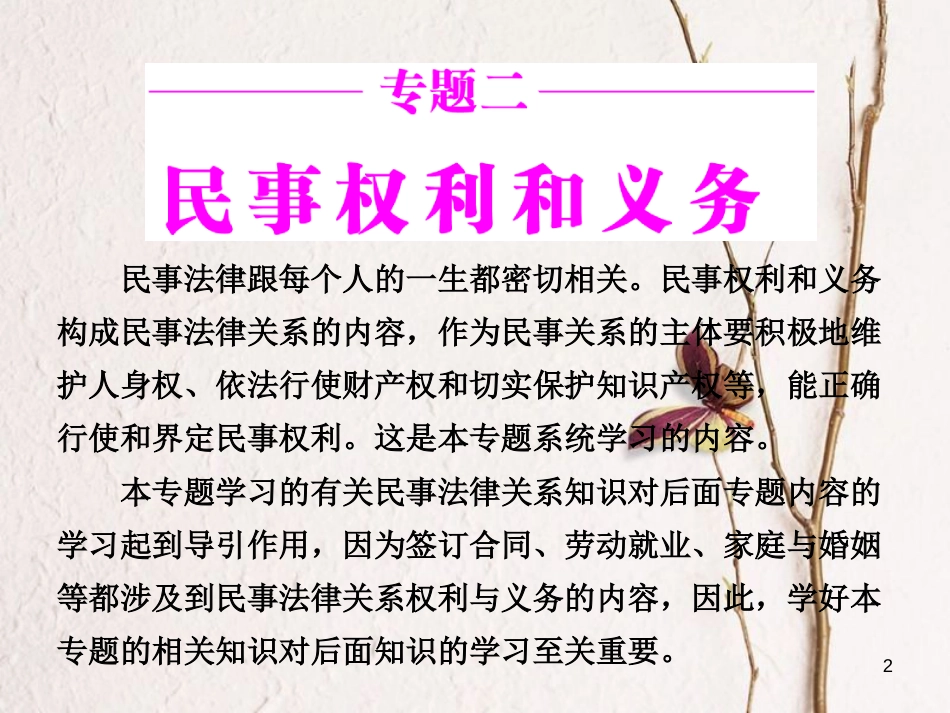 高中政治 专题二 民事权利和义务 第一框 认真对待权力和义务课件 新人教版选修5(1)_第2页