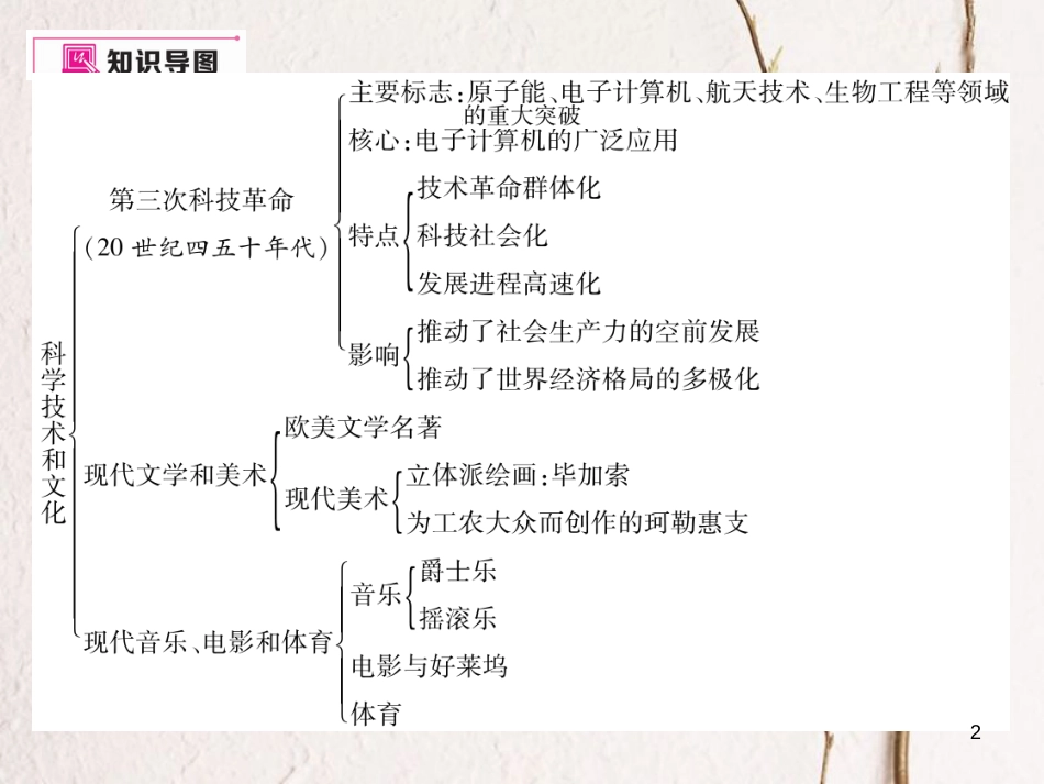 九年级历史下册 第八单元 科学技术和文化小结作业课件 岳麓版(1)_第2页