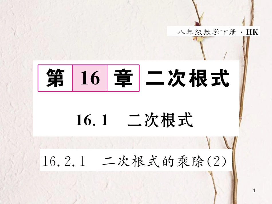 八年级数学下册 第16章 二次根式 16.2.1 二次根式的乘除（2）作业课件 （新版）沪科版(1)_第1页