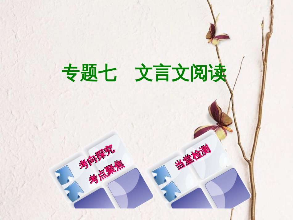（江西专版）中考语文 第2篇 古诗文阅读与积累 专题七 文言文阅读课件_第1页