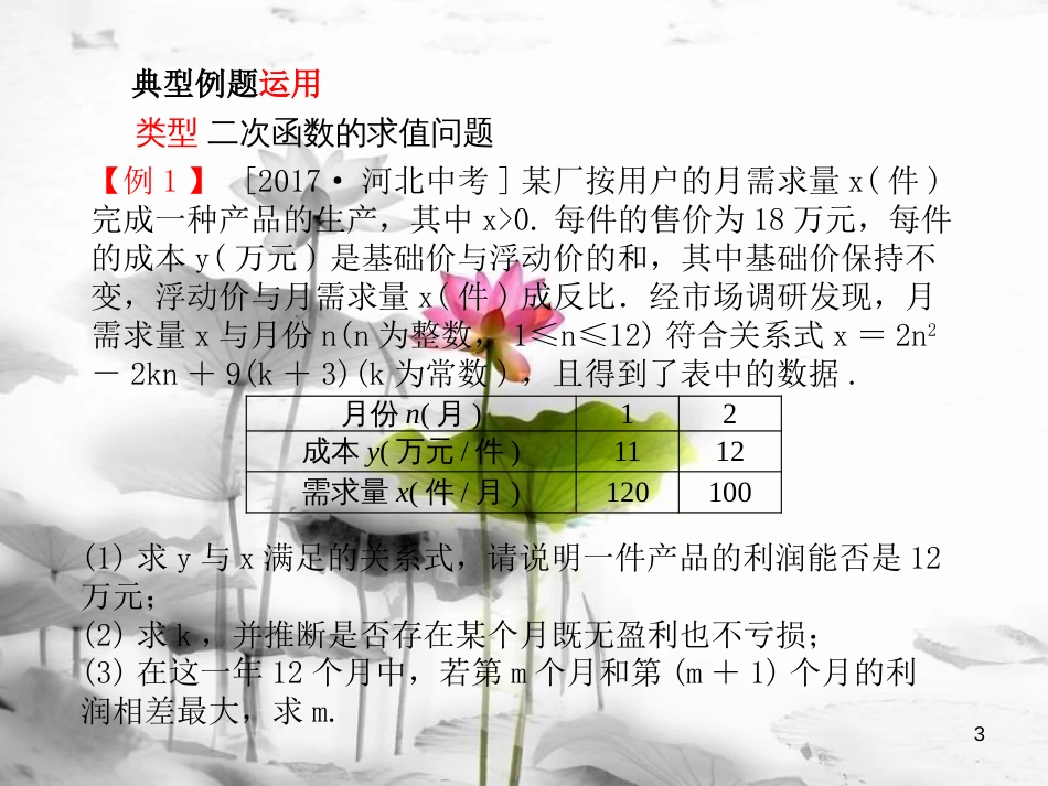 山东省潍坊市中考数学复习 第3章 函数 第13讲 二次函数的应用课件(1)_第3页