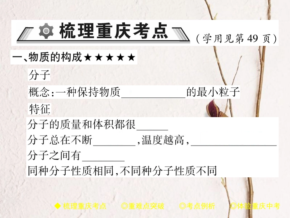 （重庆专版）中考化学总复习 第一篇 教材知识梳理 模块二 化学基本概念和原理 第11讲 物质的组成和构成课件(1)_第2页