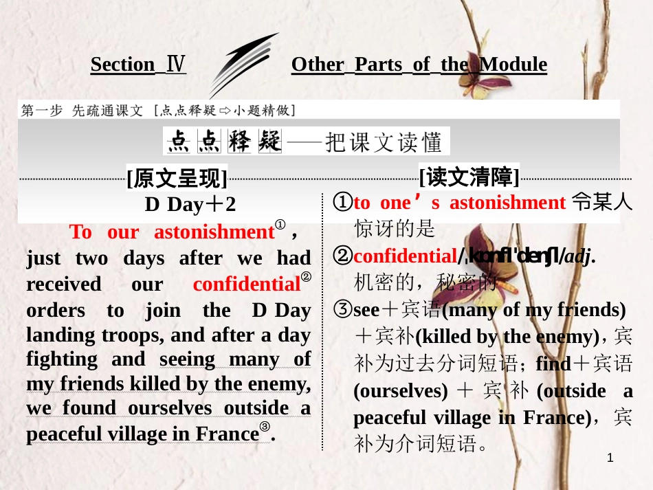 高中英语 Module 6 War and Peace Section Ⅳ Other Parts of the Module课件 外研版选修6_第1页