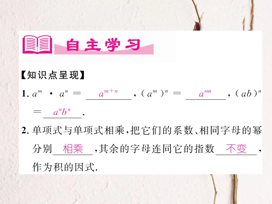 （成都专版）七年级数学下册 第1章 整式的乘除 4 整式的乘法（1）作业课件 （新版）北师大版_第2页