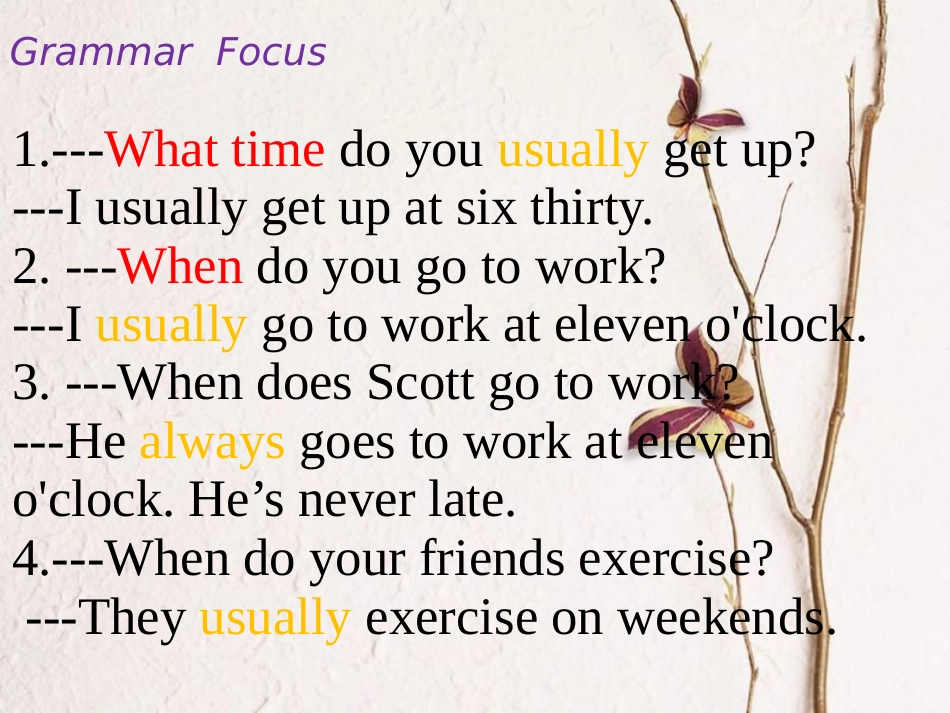 贵州省习水县七年级英语下册 Unit 2 What time do you go to school Section A（Grammar Focus-3c）课件 （新版）人教新目标版_第3页