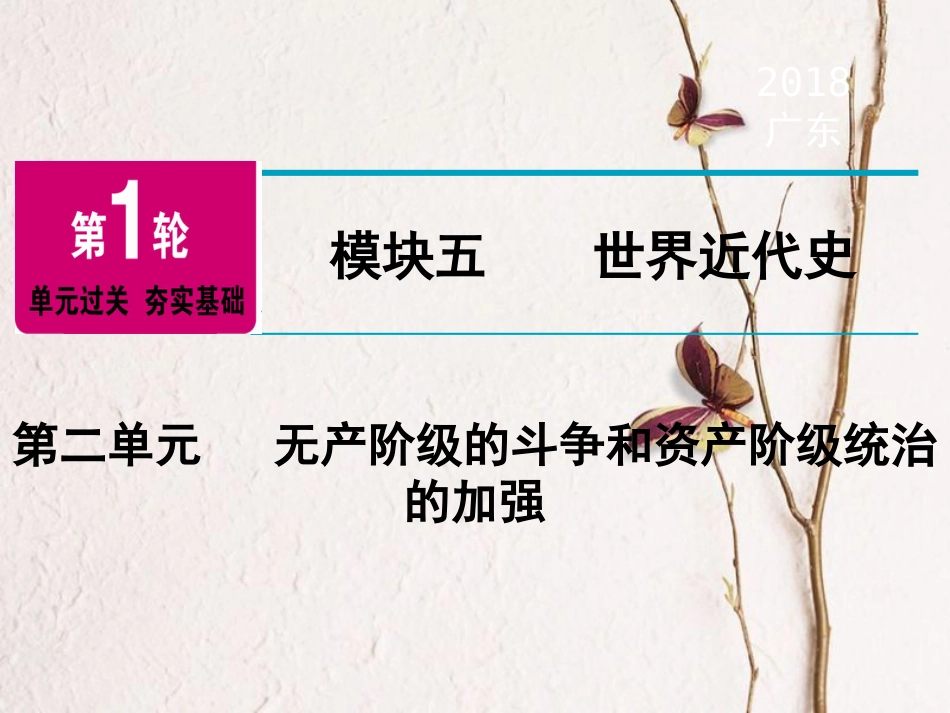 广东省中考历史复习 第1轮 单元过关 夯实基础 模块5 世界近代史 第2单元 无产阶级的斗争和资产阶级统治的加强（精讲）课件_第1页