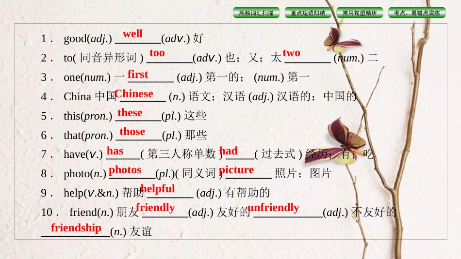 中考英语总复习 第1篇 基础考点夯实 七上 Starter 1-Unit 9课件 人教新目标版(1)_第3页