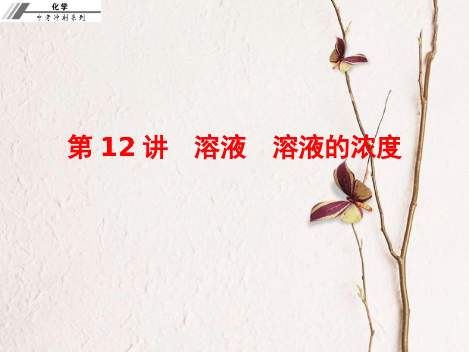 中考化学冲刺 第12讲 溶液 溶液的浓度习题课件_第1页
