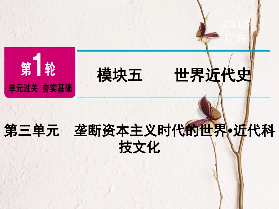 广东省中考历史复习 第1轮 单元过关 夯实基础 模块5 世界近代史 第3单元 垄断资本主义时代的世界 近代科技文化（精讲）课件(1)_第1页