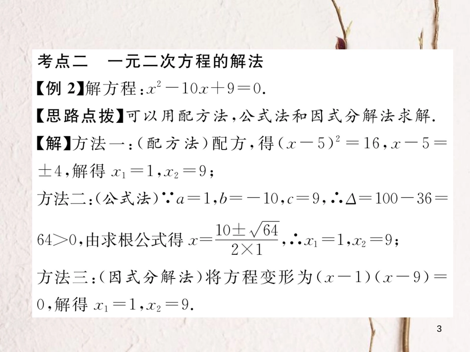 九年级数学下册 系统复习1 一元二次方程作业课件 （新版）新人教版_第3页