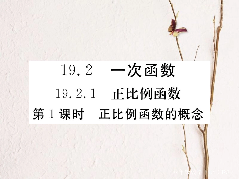 江西省八年级数学下册 第十九章 一次函数 19.2 一次函数 19.2.1 正比例函数 第1课时 正比例函数的概念练习课件 （新版）新人教版(1)_第1页