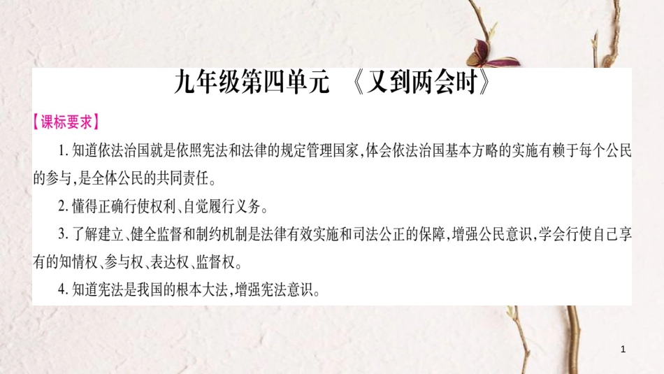 （广西专版）中考政治总复习 九年级 第4单元 又到两会时课件_第1页