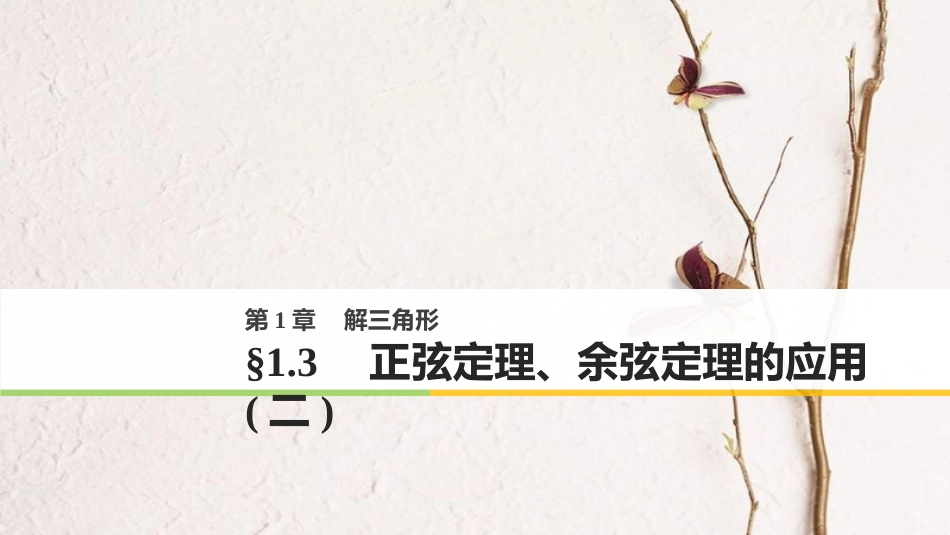 高中数学 第一章 解三角形 1.3 正弦定理、余弦定理的应用（二）课件 苏教版必修5_第1页