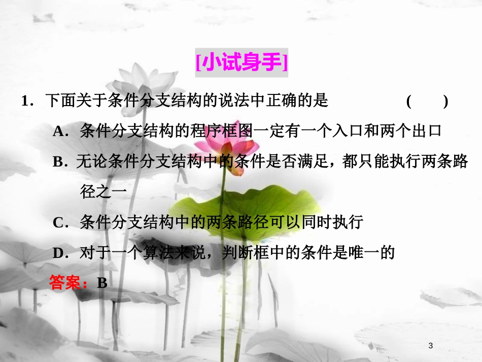 高中数学 第一章 算法初步 1.1 算法与程序框图 1.1.3 第一课时 顺序结构与条件分支结构课件 新人教B版必修3_第3页