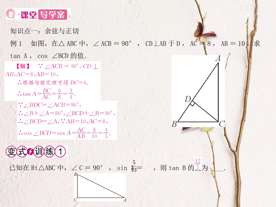 九年级数学下册 28 锐角三角函数 28.1 锐角三角函数 第2课时 余弦、正切三角函数课件 （新版）新人教版_第2页