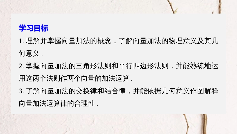 高中数学 第二章 平面向量 2.2.1 向量的加法课件 苏教版必修4[共36页](1)_第2页