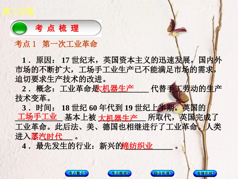 （重庆专版）中考历史复习 教材梳理 第五部分 世界近代史 第二主题 工业革命课件_第3页