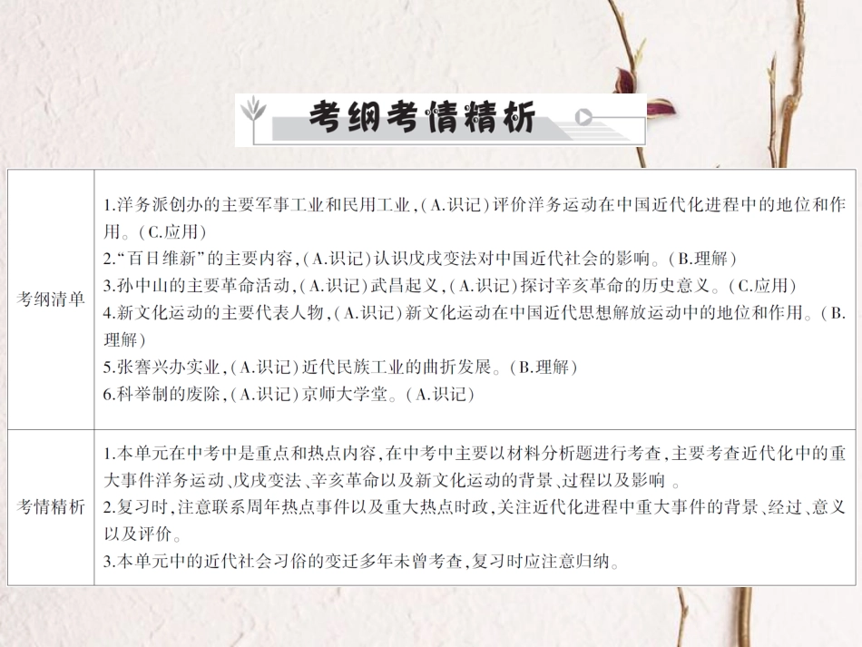 中考历史全程突破 第二部分 教材研析篇 中国近代史 第九讲 课件 北师大版_第2页