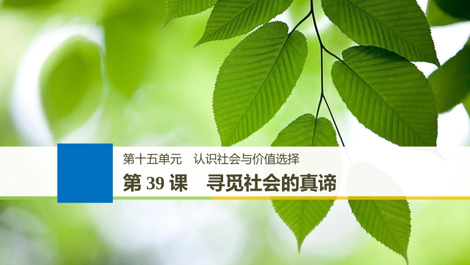 （江苏专版）2019届高考政治一轮复习 第十五单元 认识社会与价值选择 第39课 寻觅社会的真谛课件 新人教版必修4_第1页