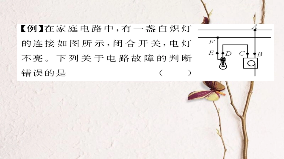 九年级物理全册 小专题一 家庭电路故障判断方法习题课件 （新版）新人教版(1)_第3页