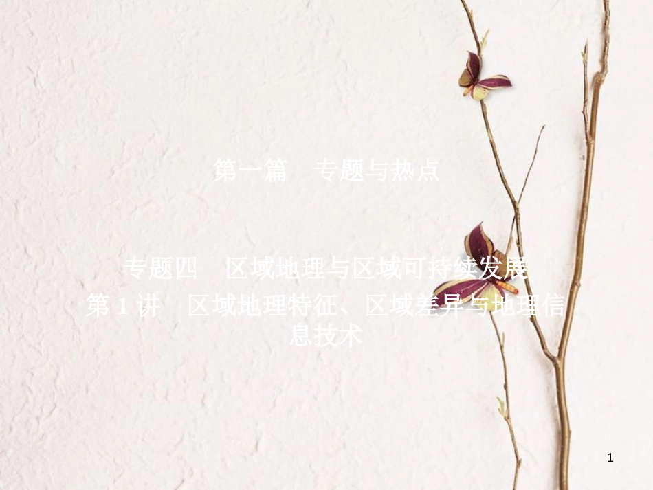 （全国通用）高考地理二轮复习 第一篇 专题与热点 专题四 区域地理与区域可持续发展 第1讲 区域地理特征、区域差异与地理信息技术课件_第1页