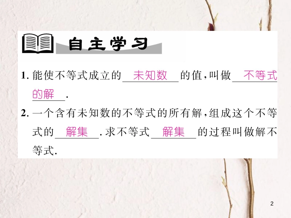 （成都专版）八年级数学下册 第2章 一元一次不等式与一元一次不等式组 2.3 不等式的解集作业课件 （新版）北师大版(1)_第2页