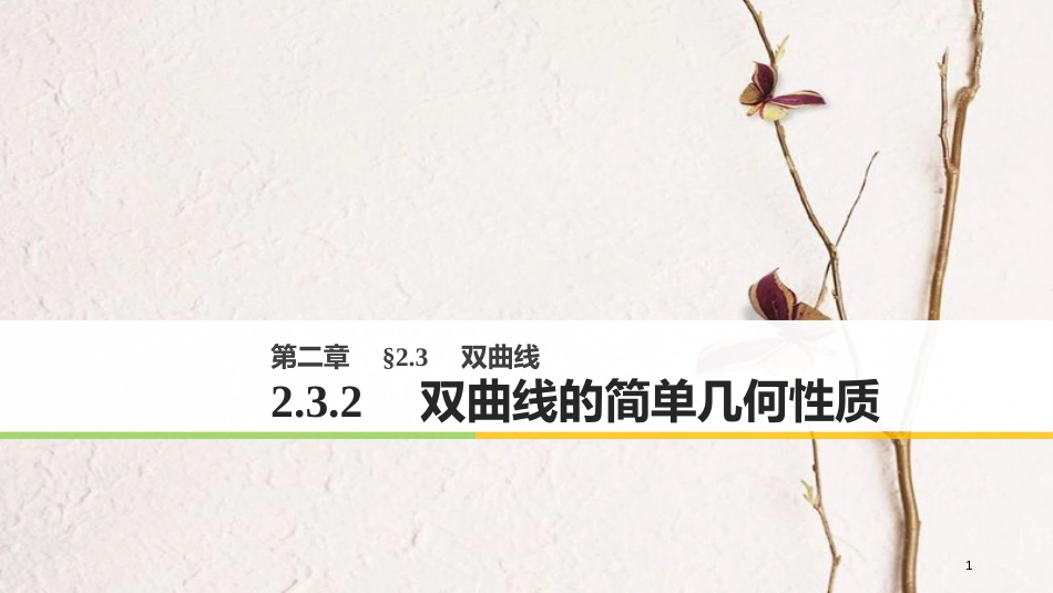 高中数学 第二章 圆锥曲线与方程 2.3.2 双曲线的简单几何性质课件 新人教A版选修2-1_第1页