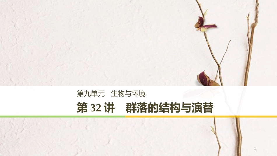 高考生物一轮复习 第9单元 生物与环境 第32讲 群落的结构与演替课件_第1页