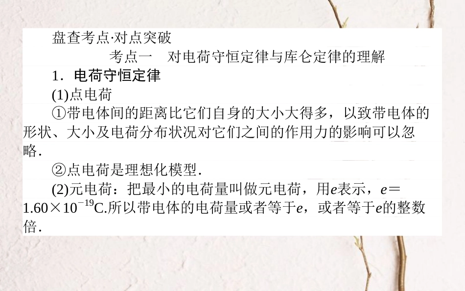 2019届高考物理一轮复习 第七章 电场 7.1 电场的力的性质课件_第2页