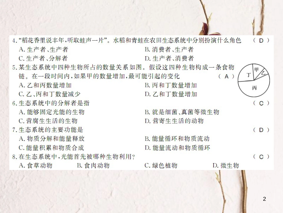 八年级生物下册 第八单元 生物与环境测评卷课件 （新版）北师大版_第2页