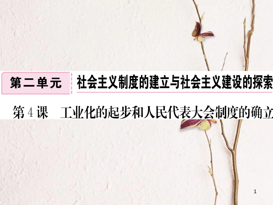 八年级历史下册 第二单元 社会主义制度的建立与社会主义建设的探索 第4课 工业化的起步和人民代表大会制度的确立练习课件 新人教版(1)_第1页