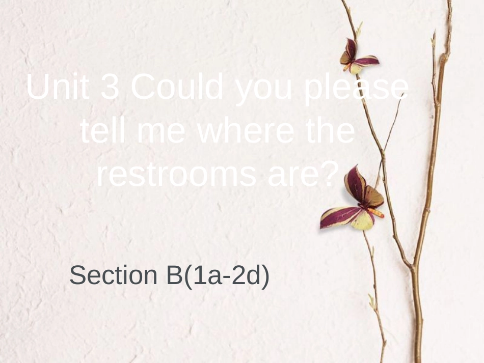 广东省汕尾市陆丰市九年级英语全册 Unit 3 Could you please tell me where the restrooms are Section B（2b,3a-Self Check）课件 （新版）人教新目标版(1)_第1页