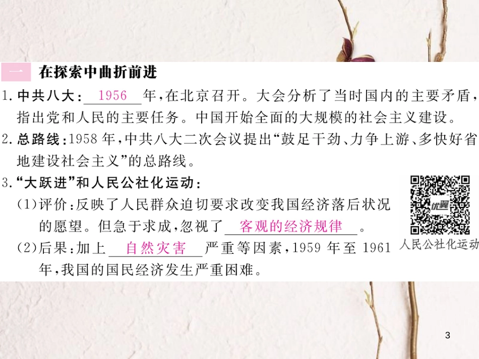 八年级历史下册 第二单元 社会主义制度的建立与社会主义建设的探索 第6课 艰辛探索与建设成就练习课件 新人教版(1)_第3页