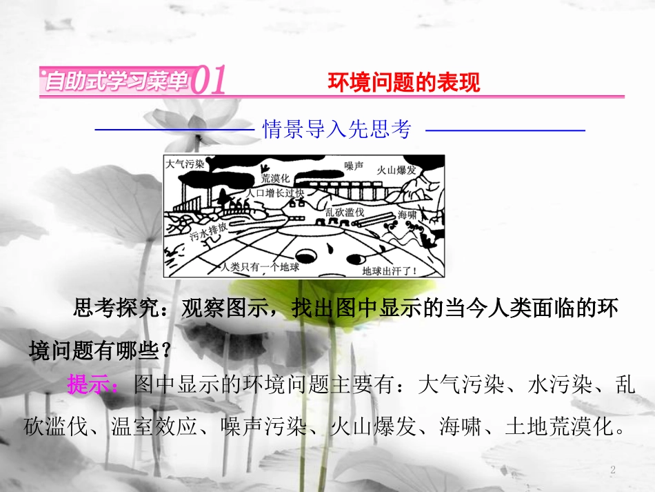 高中地理 第一章 环境与环境问题 第二节 当代环境问题的产生及其特点课件 新人教版选修6_第2页