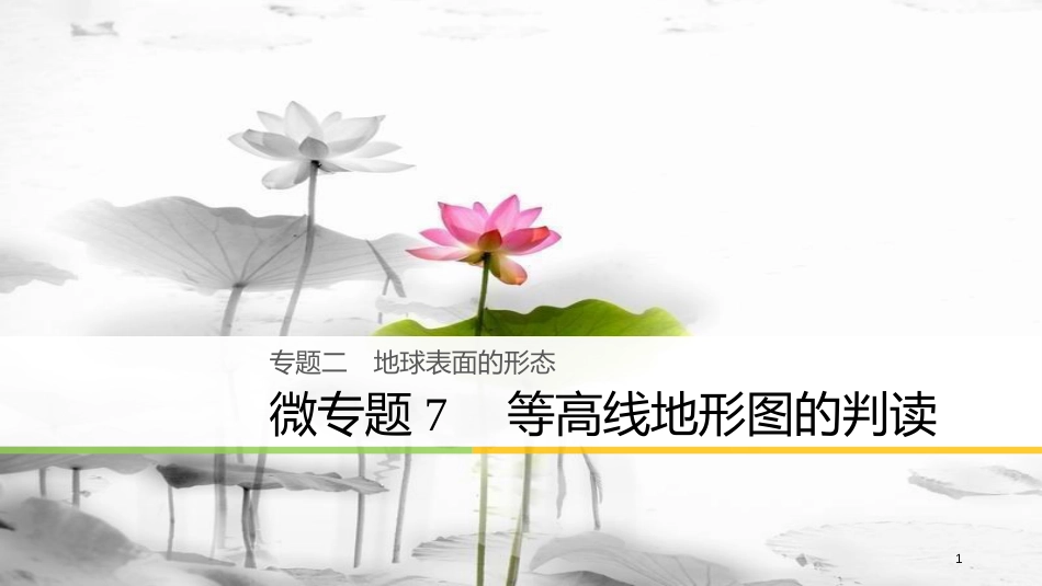 （浙江选考）高考地理大二轮复习 专题二 地球表面的形态 微专题7 等高线地形图的判读课件(1)_第1页