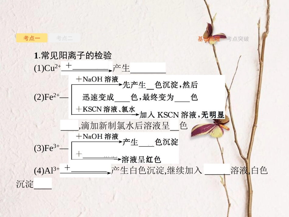 （新课标）2019版高考化学一轮复习 第十单元 化学实验基础 10.2 物质的检验、分离和提纯课件_第3页