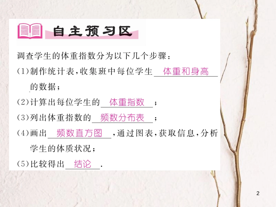 八年级数学下册 第20章 数据的初步分析 20.3 综合与实践 体重指数作业课件1 （新版）沪科版_第2页