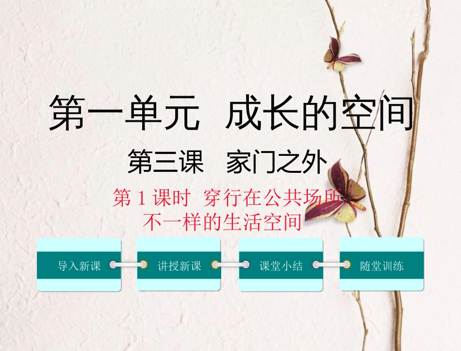 八年级道德与法治上册 第一单元 成长的空间 第三课 家门之外 第1框《穿行在公共场所 不一样的生活空间》课件 人民版(1)_第1页