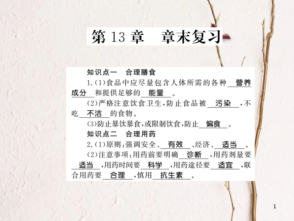 七年级生物下册 第13章 健康地生活整理与复习课件 （新版）北师大版_第1页