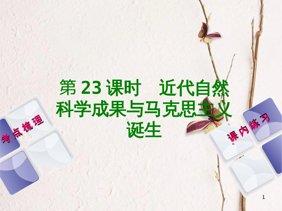 （江西专版）中考历史复习 第1部分 教材梳理篇 第五单元 世界近代史 第23课时 近代自然科学成果与马克思主义诞生课件_第1页