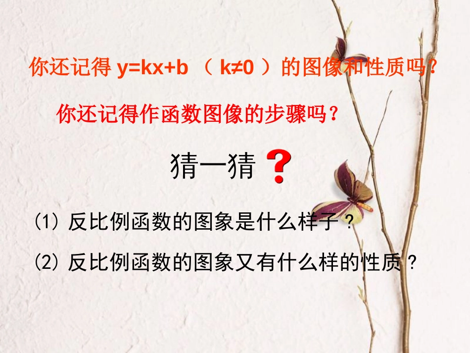 陕西省安康市石泉县池河镇九年级数学下册 第二十六章 反比例函数 26.1.2 反比例函数的图象和性质课件3 （新版）新人教版(1)_第1页