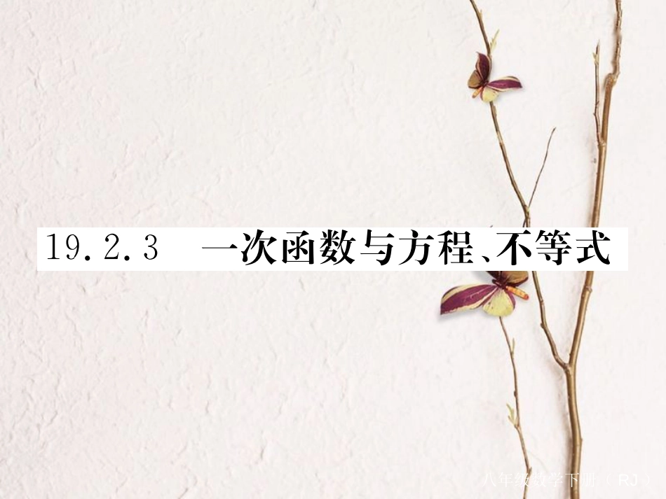 江西省八年级数学下册 第十九章 一次函数 19.2 一次函数 19.2.3 一次函数与方程、不等式练习课件 （新版）新人教版_第1页