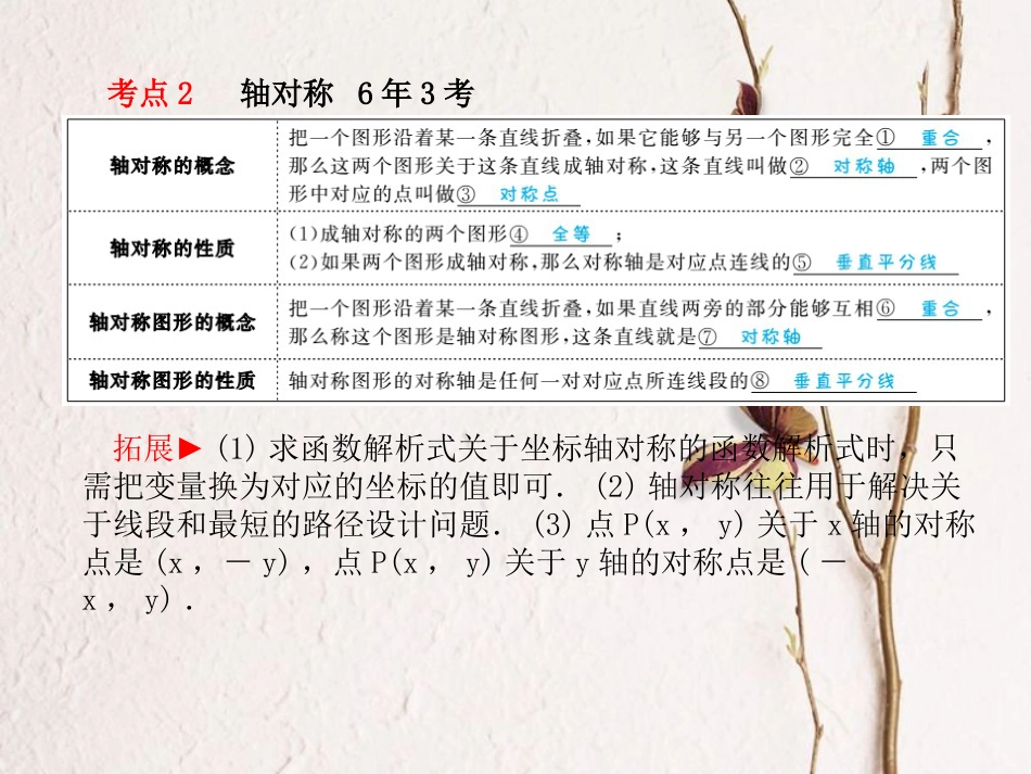 山东省滨州市中考数学复习 第7章 图形与变换 第22讲 图形的平移、对称与旋转课件(1)_第3页