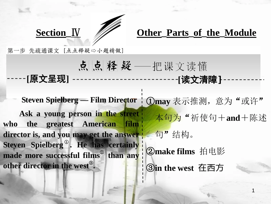 高中英语 Module 6 Films and TV ProgrammesSection Ⅳ Other Parts of the Module课件 外研版必修2_第1页