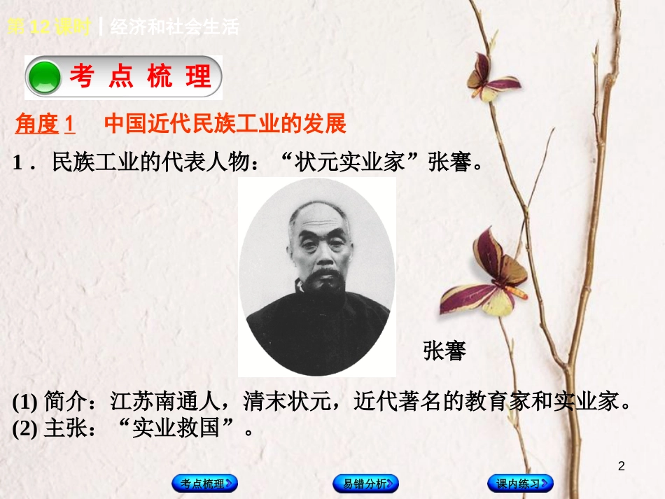 （江西专版）中考历史复习 第1部分 教材梳理篇 第二单元 中国近代史 第12课时 经济和社会生活课件_第2页