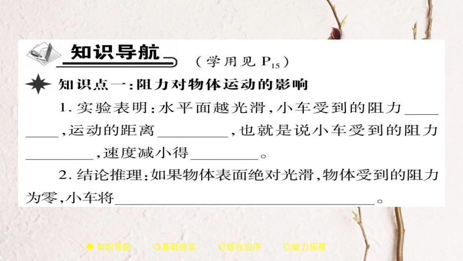 八年级物理下册 第8章 第1节 牛顿第一定律 第一课时 牛顿第一定律习题课件 （新版）新人教版_第2页
