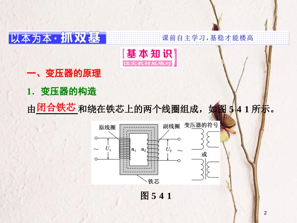 高中物理 第五章 交变电流 第4节 变压器课件 新人教版选修3-2(1)_第2页